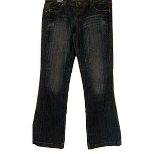 ZD Jeans Women’s Premium Size 13 Flare Blue Dark Denim Pockets Stretch Denim